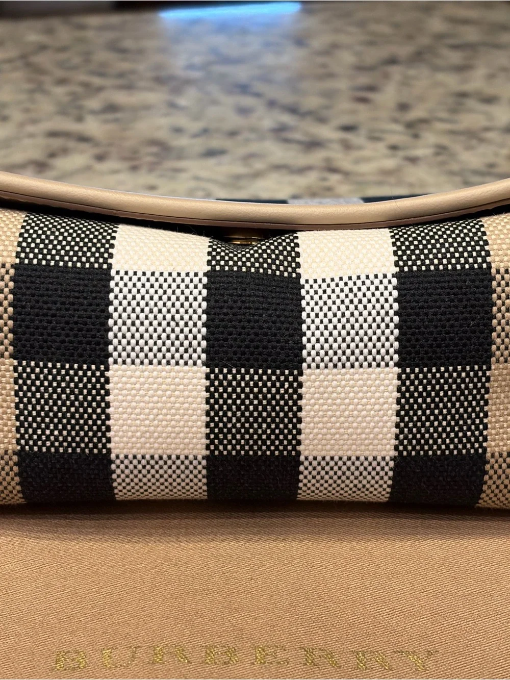 Burberry Tan Check Crossbody with Leather Strap